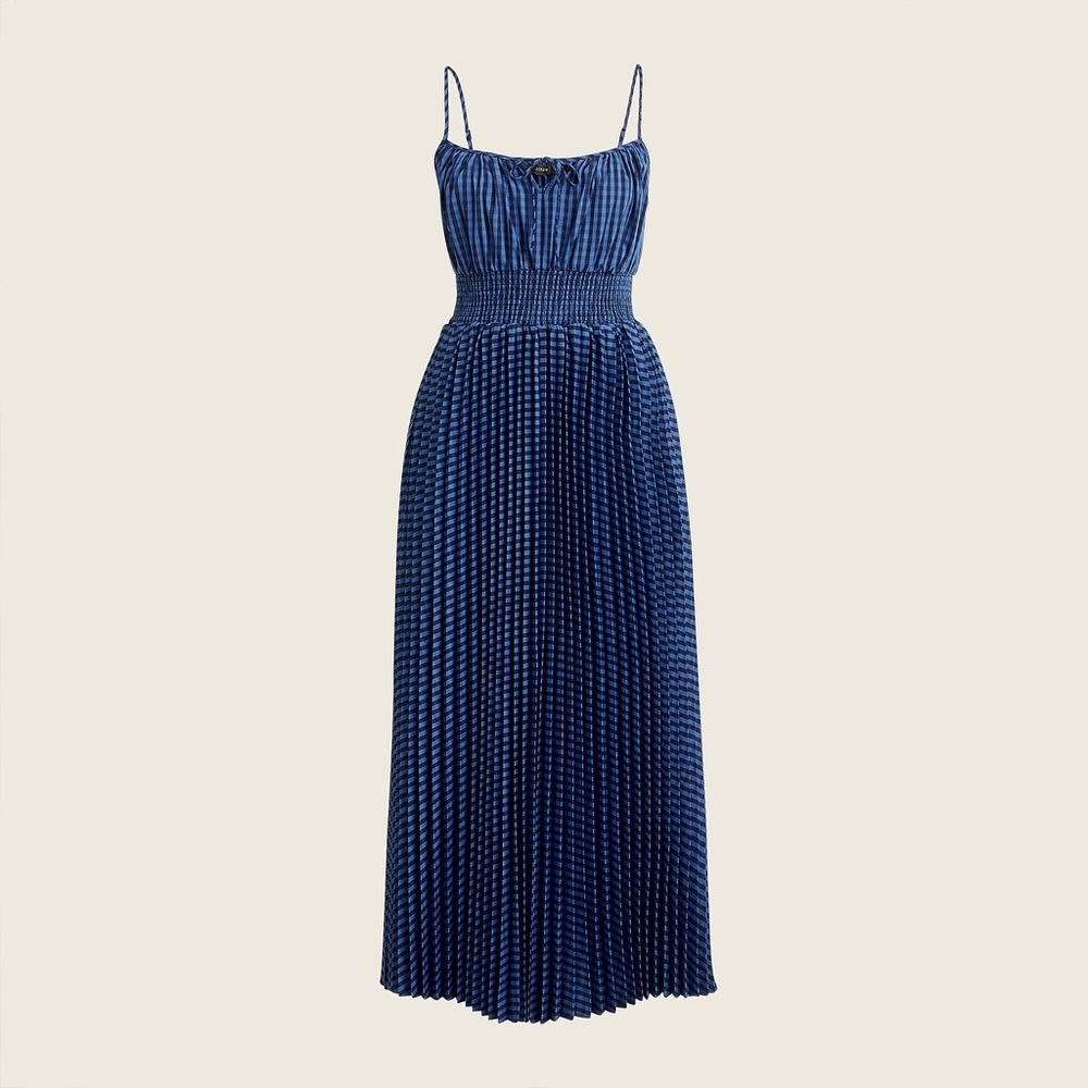 NWT j.crew Smocked-waist pleated dress in gingham